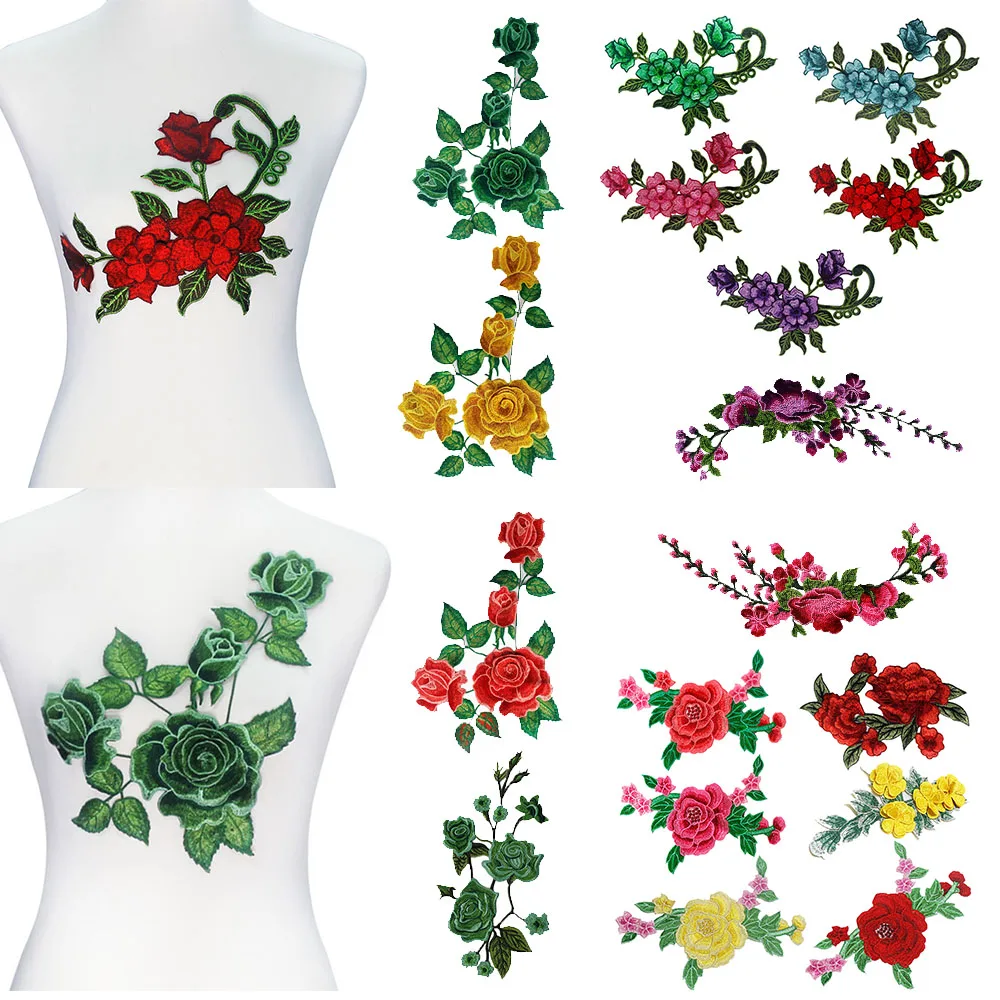 1piece Rose Carmine Lace Embroidery Patches Collar Motif Applique Scrapbooking Clothes Sewing Accessories | Дом и сад