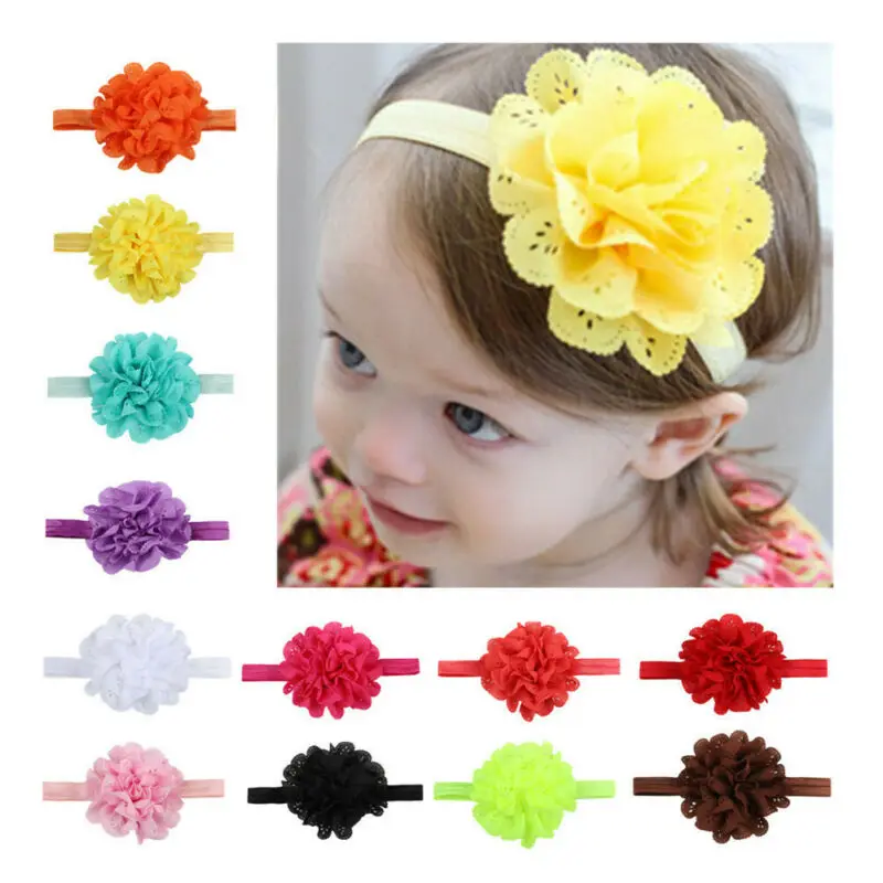 Для маленьких детей Однотонная повязка на голову для девочек стопы Эластичный