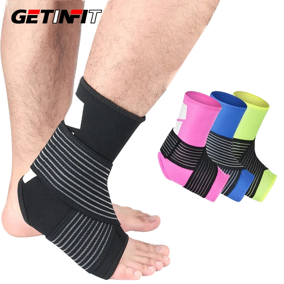 

Getinfit 1 шт. поддержка голеностопа эластичная защита повязка на ногу Предотвращение растяжения Открытый Спорт Баскетбол Фитнес