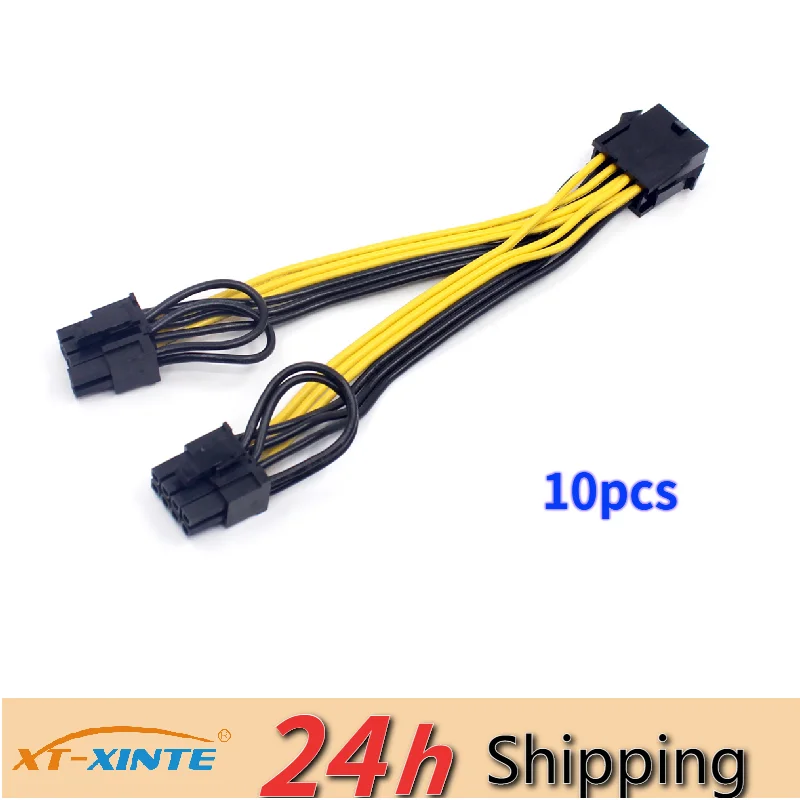 

10PCS CPU 8Pin to Graphics Video Card Double PCI-E PCIe 8Pin (6Pin+2Pin) Power Supply Splitter Cable Cord Famale to Male 15/25cm