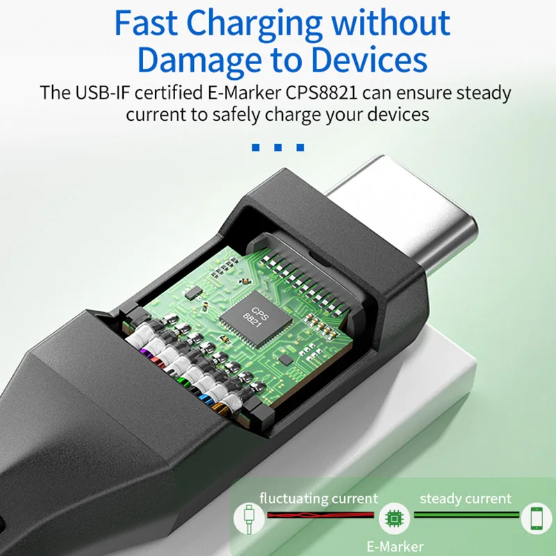 Кабель TQUQ USB4 [0 8 футов/100 м] кабель USB C-C с поддержкой данных 40 Гбит/с видео 8K/4K