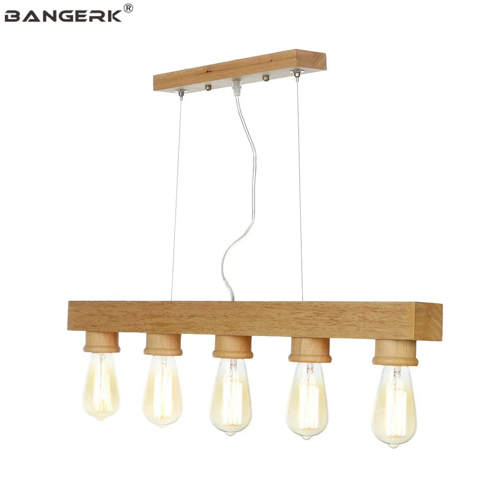 Современный светодиодный подвесной светильник E27 декоративная деревянная лампа