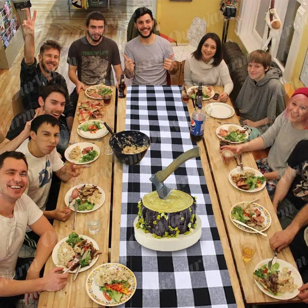 Водонепроницаемая Рождественская скатерть в клетку буйвола Рождественское