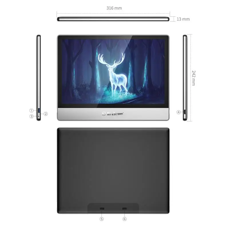 

13.3 Inch IPS Touch Screen Portable Monitor Ultra-Thin Computer Gaming Monitor With USB Type-C For Switch/ PS4/ Xbox PC Phone
