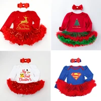 my first christmas costume fashion 2021 newborn toddler infant baby girls deer ruffles romper jumpsuit clothes xmas outfits 2pcs