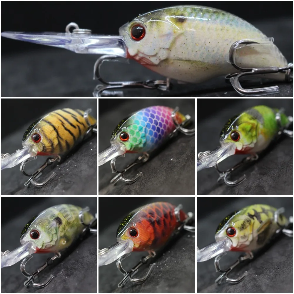 wLure 11g 8.5cm Deep Water Real Skin Painting Tight Floating Crankbait Cutting Blade Treble Hooks Fishing Lures HC733