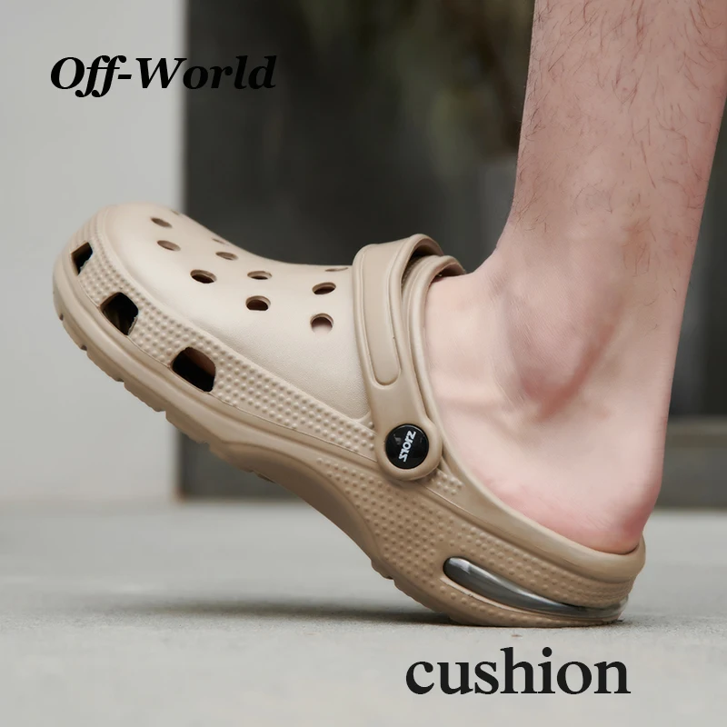 

Summer Men's Slippers Cushion Outdoor Clogs Size 38-47 Light Breathable Beach Flip Flops Slip-On Flats Sandals Men Garden Shoes