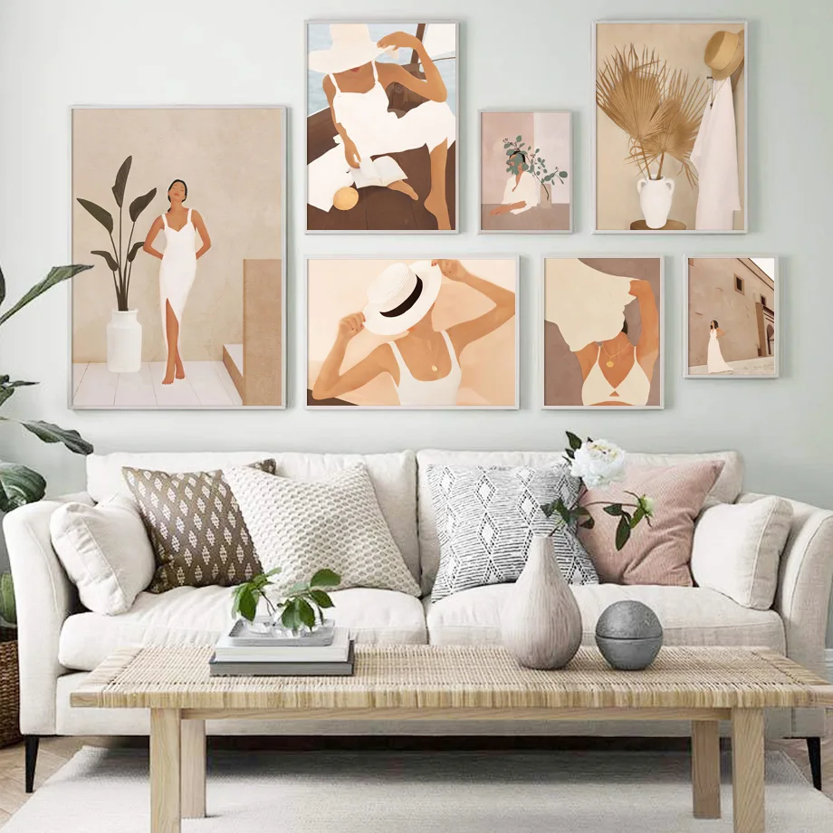 

Abstract Wall Art Canvas Painting Fashion Girl Posters Nordic Poster Boho Prints Black Girls Wall Pictures For Living Room Decor