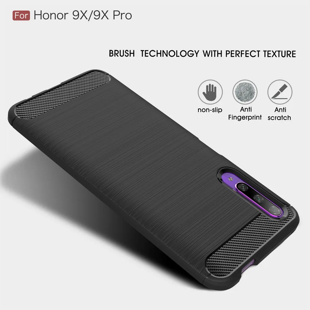 Чехол из углеволокна крышка 6.59For huawei Honor 9X Pro Чехол для huawei Honor 9X Honor9X Pro Чехол для телефона чехол-лента на заднюю панель