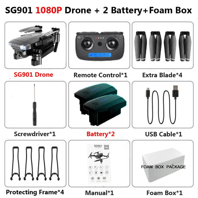 1080P FOAM 2B SG901 Радиоуправляемый Дрон 4K камера HD 1080P WiFi FPV оптическая камера потока Дрон 18 минут Профессиональный RC Квадрокоптер VS Xs816 S17 SG106 - Цвет: 1080P FOAM 2B