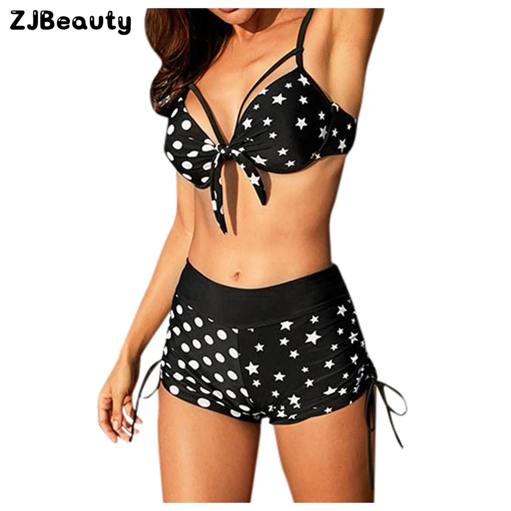 Летний сексуальный женский бюстгальтер пуш ап с принтом короткое бикини