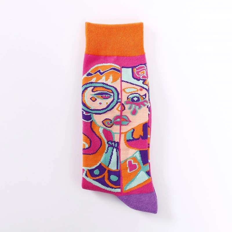 

Funny Socks Women Men Sock Cotton Personality Happy Art Van Gogh World Famous Painting Female Socks Oil Socks