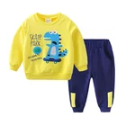Детский спортивный комплект из 2 предметов, хлопковая Осенняя кофта + штаны, с длинным рукавом и мультяшным принтом для мальчиков