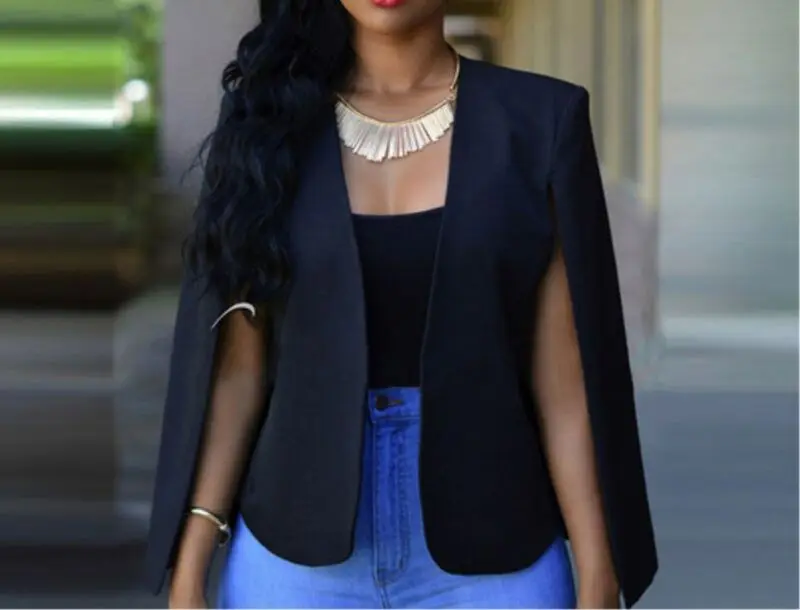 

2020 Fashion Solid Color Women's Slim Polyester Lapel Cape Business Blazer Suit Jacket Coat Outwear S-XL Suit Blazers