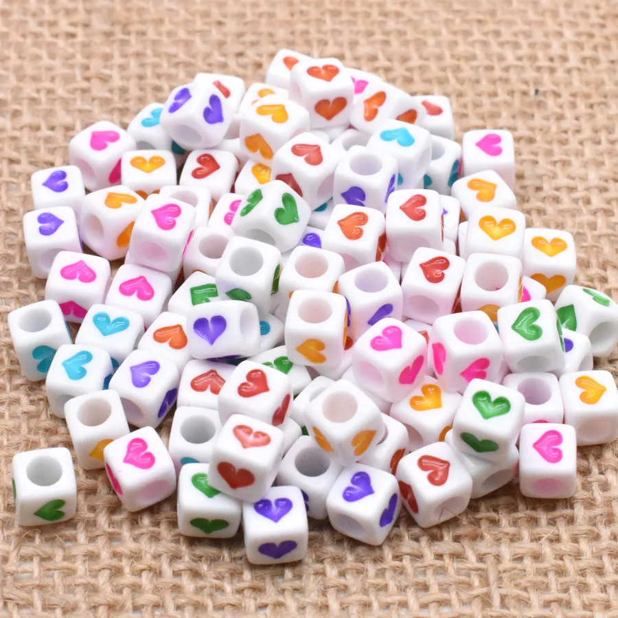 Yanqi 100 шт. 6 мм Разноцветные Бусины в виде букв алфавита Квадратные бусины