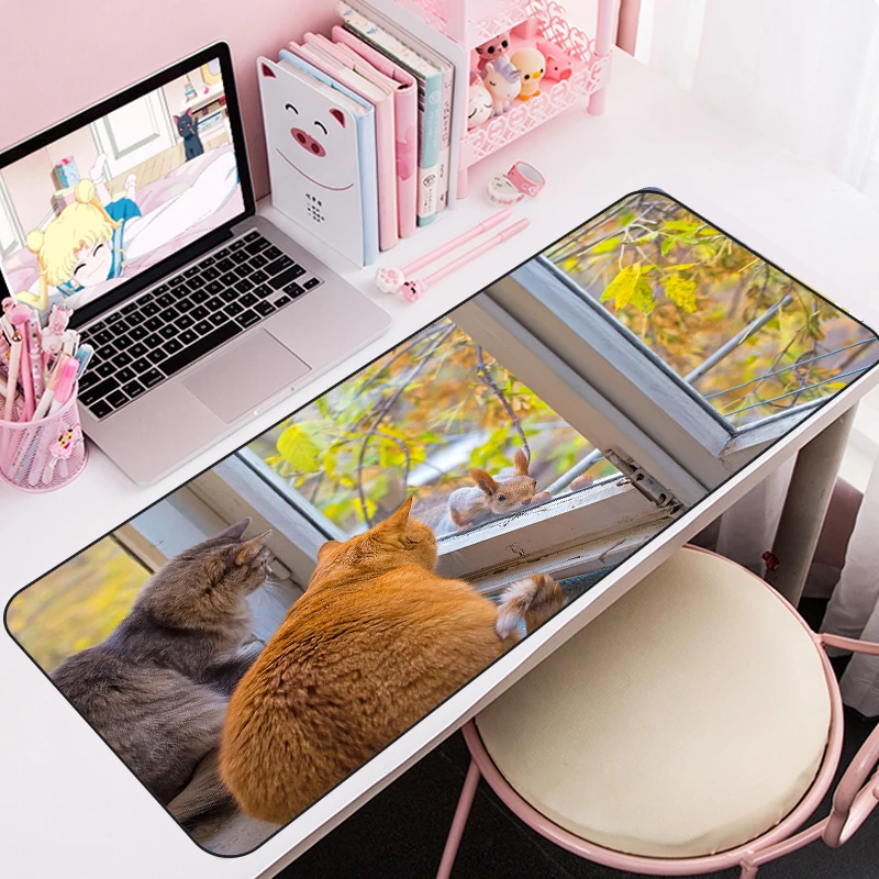 

MRGLZY Cat Big Mouse Pad Desktop Keyboard Computer Work Pad Gamer Notepad Computer Desk Accessories Game Table Carpet