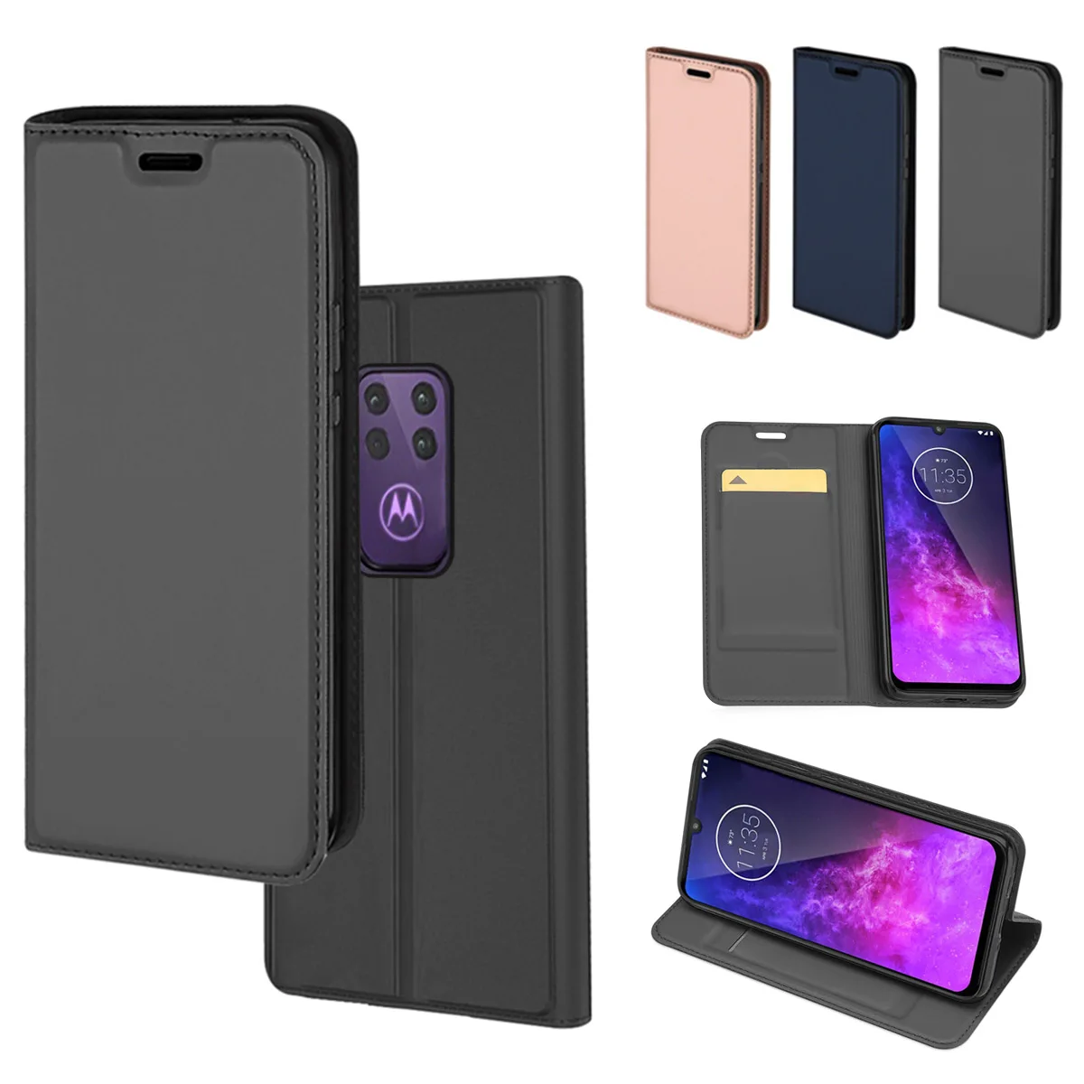 Для Motorola One Pro роскошный Флип кожаный чехол тонкий дизайн книги противоударный