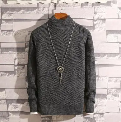 Dark Gray KUANGNAN Argyle зимний свитер для мужчин пальто пуловер и свитер для мужчин зимние мужские свитера для осень человек Pull одежда XXXL - Цвет: Dark Gray