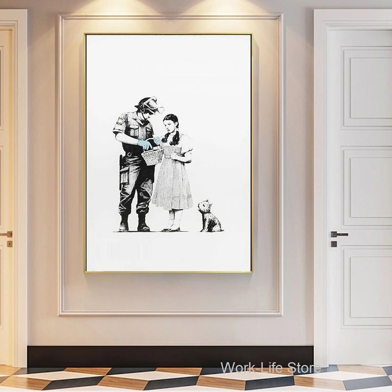 Бэнкси Художественная печать остановить и поиск настенная Картина на холсте