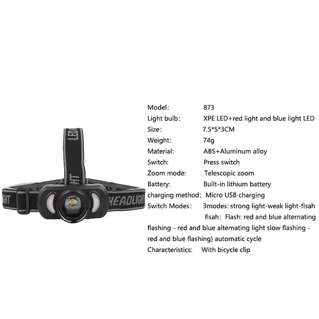 Светодиодный налобный фонарь XPE водонепроницаемый + красный синий | Освещение