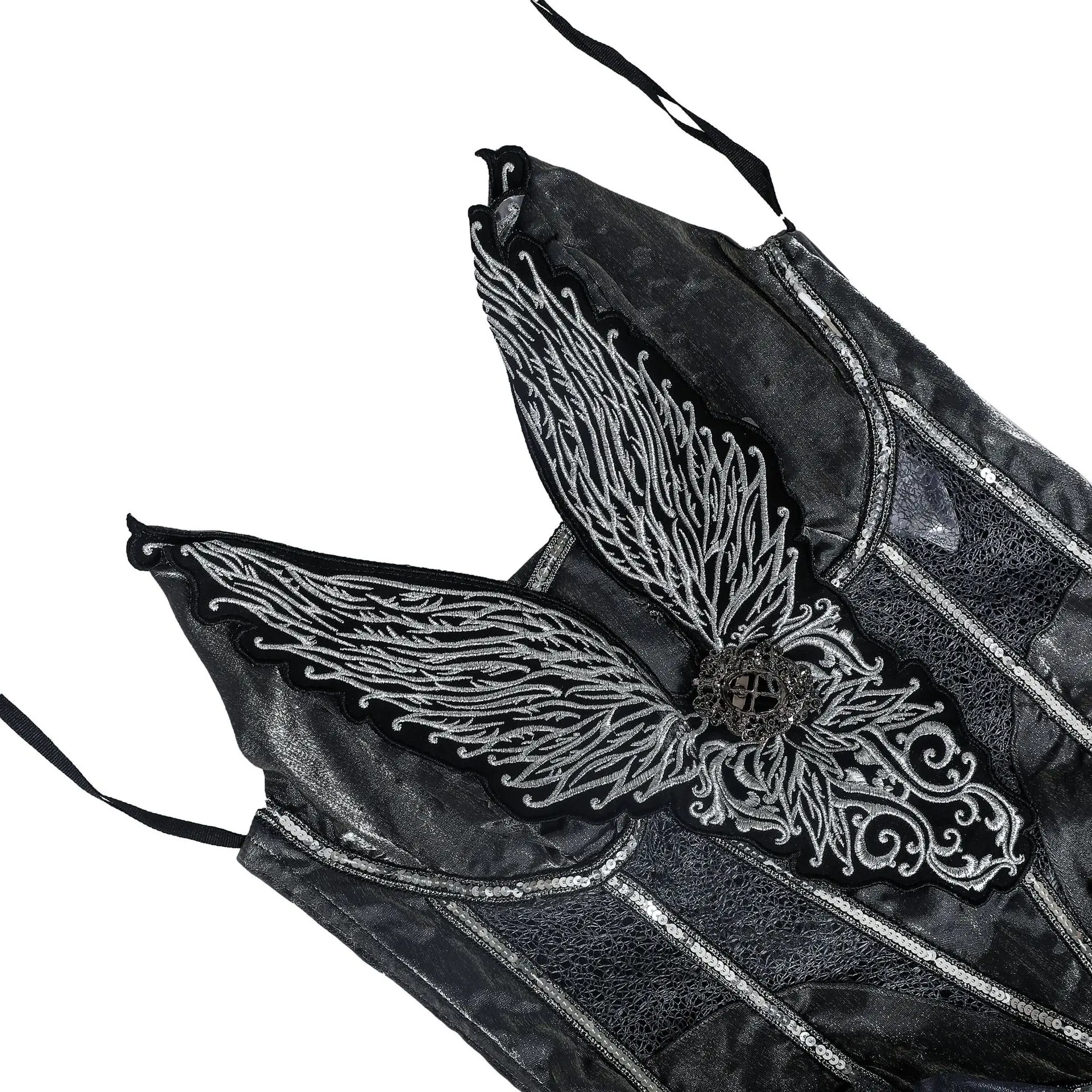 Женский костюм с вышивкой дьявола сексуальный белый ангела крыльями для