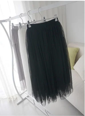 

Spring And Summer New Women Skirts Elegant Big Swing Mesh Tutu Skirt Fashion Pleated Skirt Was Thin Skirt For Women
