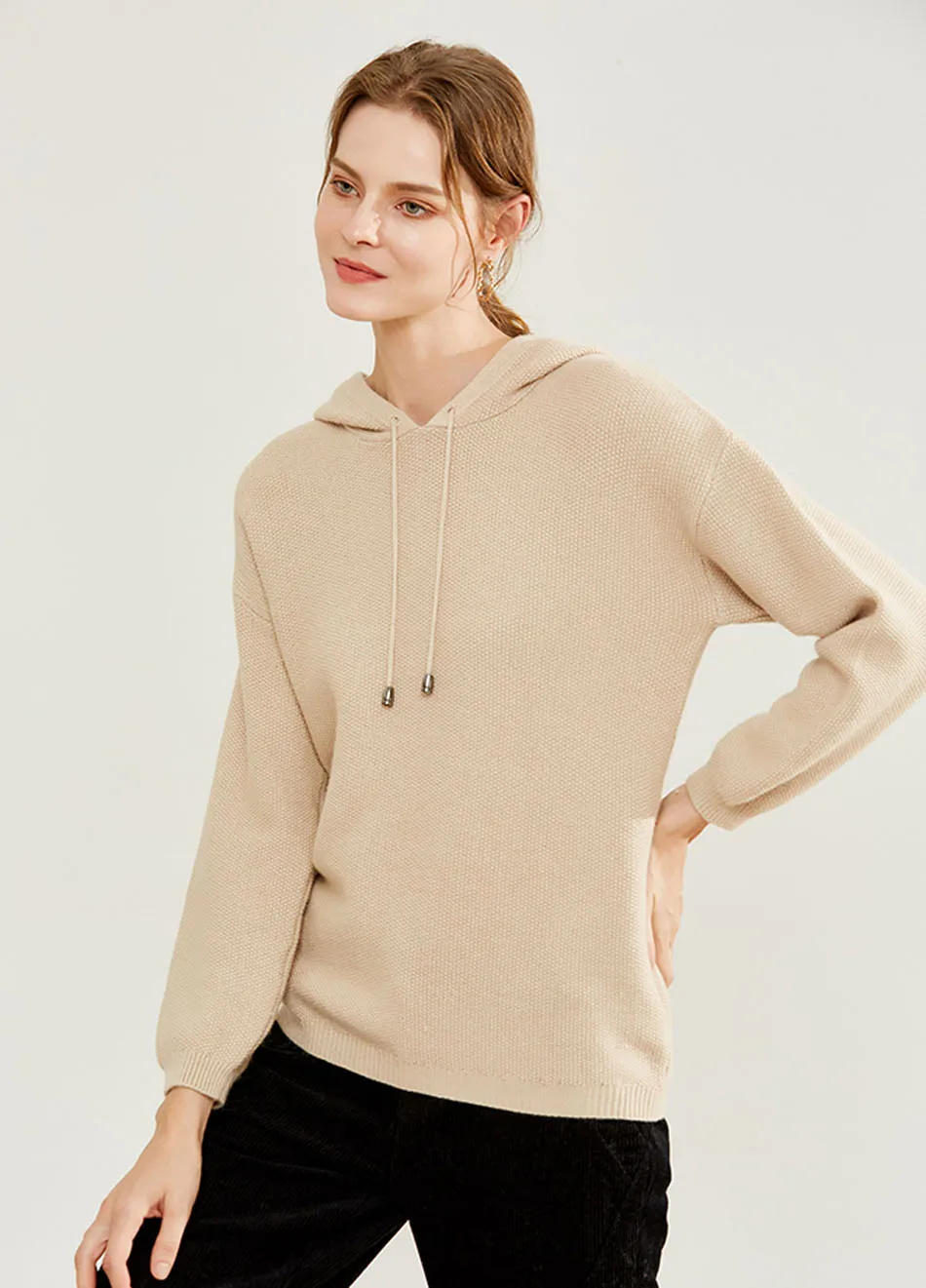 YJMY Inner Mongolian Cashmere Sweater Women Strap Dropped Shoulder Ribbed Cuffs Hem Knit Spring Autumn in Slava Store