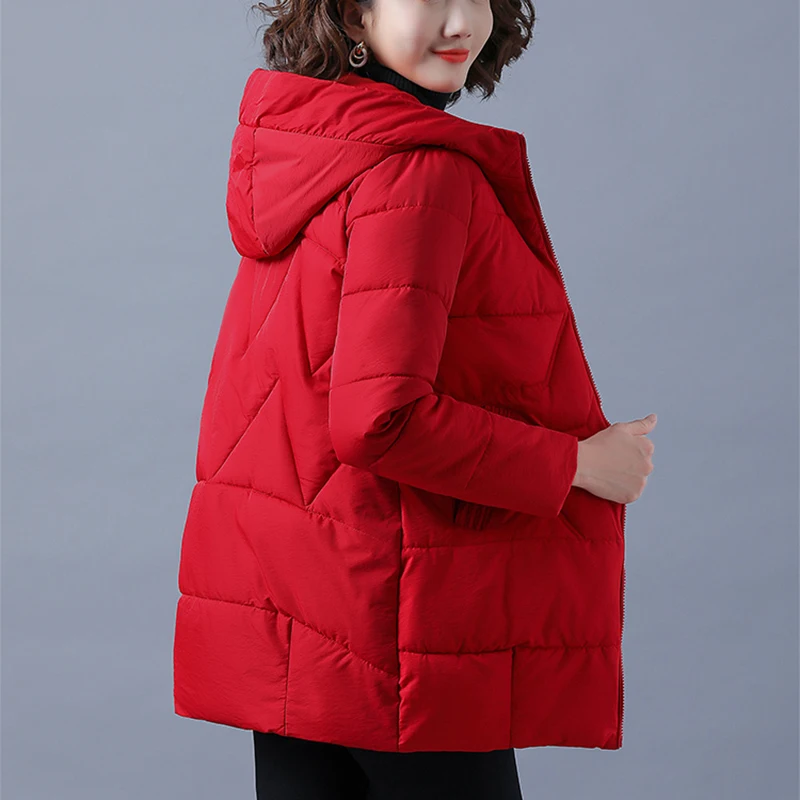 2023 New Women Winter Jacket Long Warm Parkas Female Thicken Coat Cotton Padded Parka Jacket Hooded Outwear 4XL