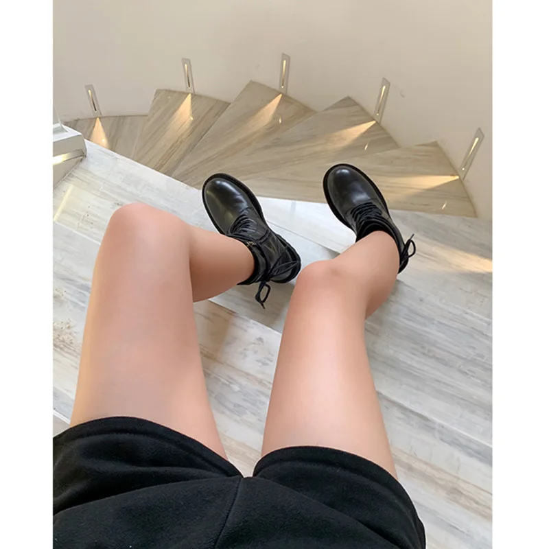 Online Mordoan Sepatu Bot Martin Kulit Sapi Asli Sepatu Bot Pendek Wanita Sepatu Bot Ksatria Gaya Inggris Sepatu Bot Salju Datar Hak Tebal Sepatu Bot Pergelangan Kaki