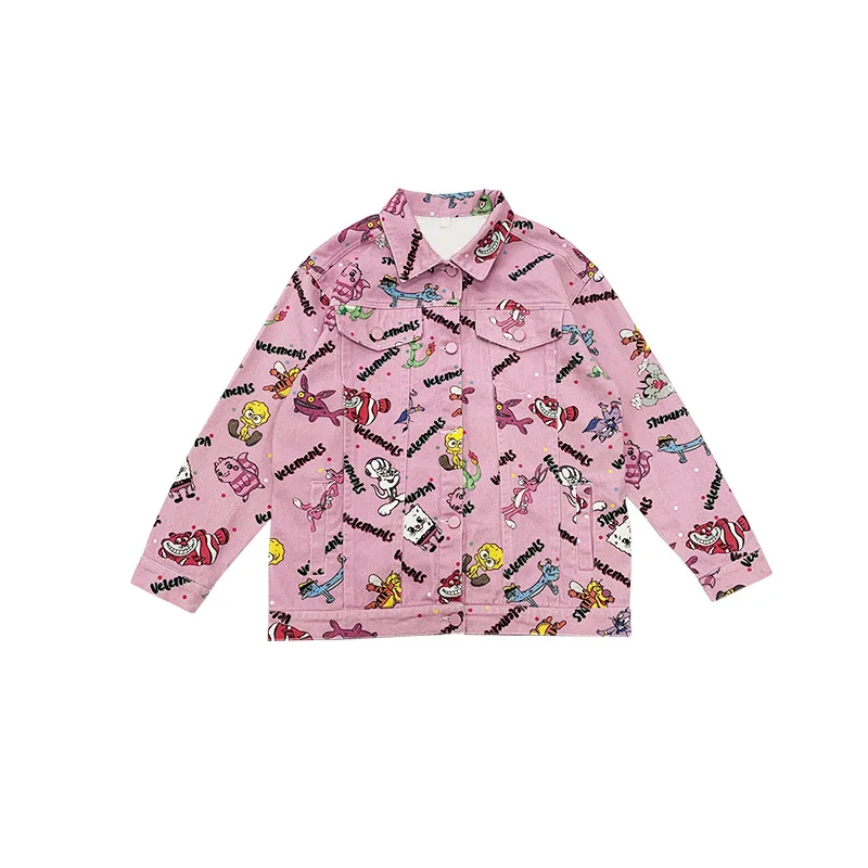 

Boys and girls jackets 2021 spring new fashion children's port style casual jacket cartoon denim jacket