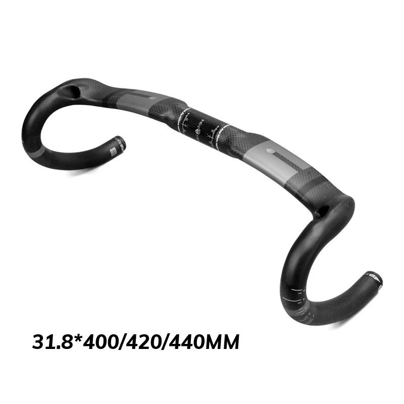 

Черное углеродное волокно руль для велосипеда, руль для шоссейного Бент бар Дорожный Велоспорт велосипед Запчасти руль 31,8 мм * 400 420 440 мм изо...