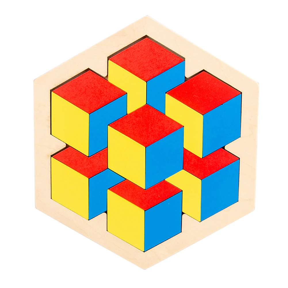 

Colorful 3D Puzzles for Kids Wooden Tangram Hand Grasping Board Children Jigsaw Toys Training Shape Cognition Puzzles