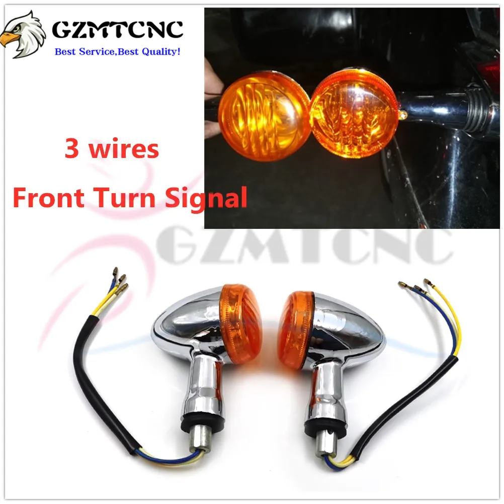 Motorcycle 3 Wires Front Chrome Amber Bullet Turn Signal Indicator Light Lamp for SUZUKI Boulevard M109R VRZ1800 2006-2013 07 08 |