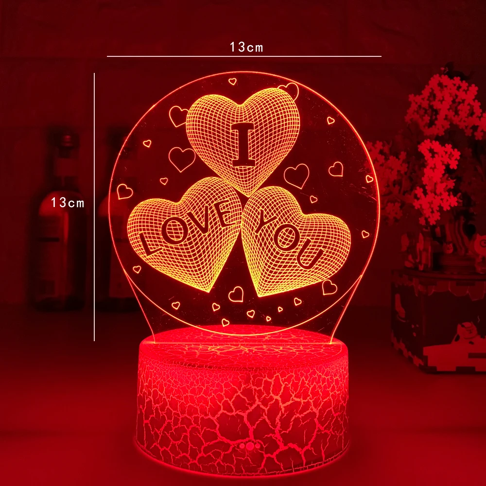 

I Love You Three Hearts Unique Baby Night Light for Home Decoration Usb Battery Operated Lamp Gift Store Ideas Dropshipping Item