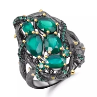 gems ballet 925 sterling silver handmade branch snake element ring natural green agate gemstone ring for women jewelry
