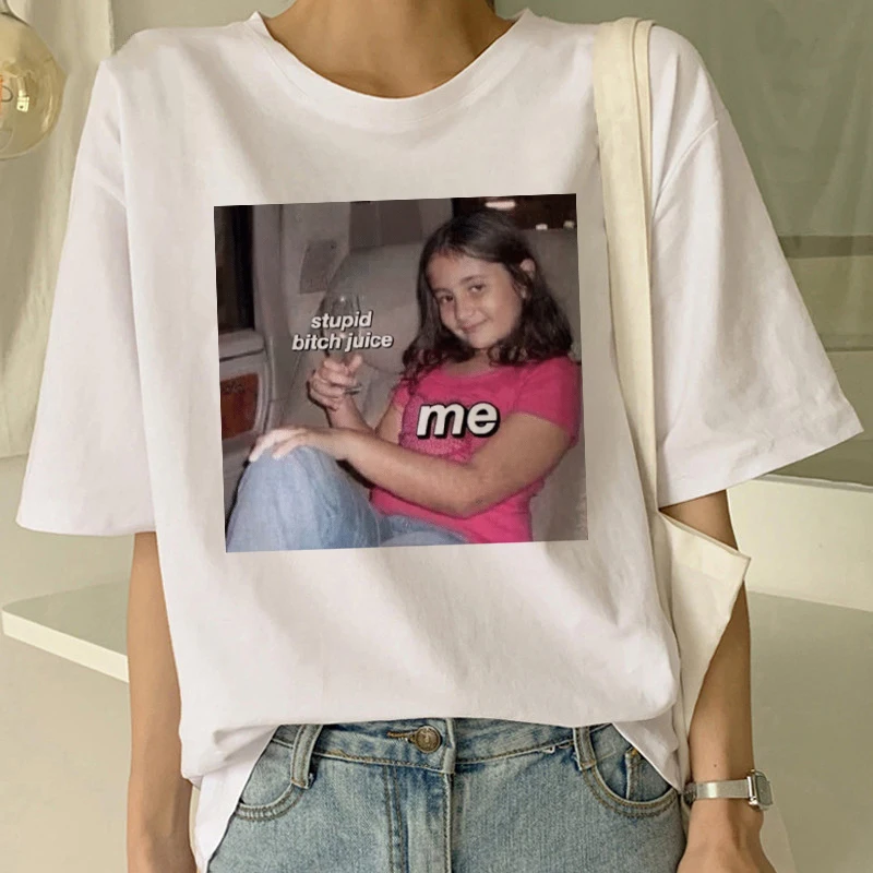 

Stupid B**ch Juice Unisex Meme Funny Summer Women's Short Sleeve Casual Large Size Loose Fashion Cartoon Fun T-Shirt Print Tees