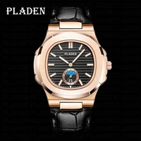 pladen new casual mens watches retro leather band quartz wristwatch original design luminou male clock 2021 reloj de hombre