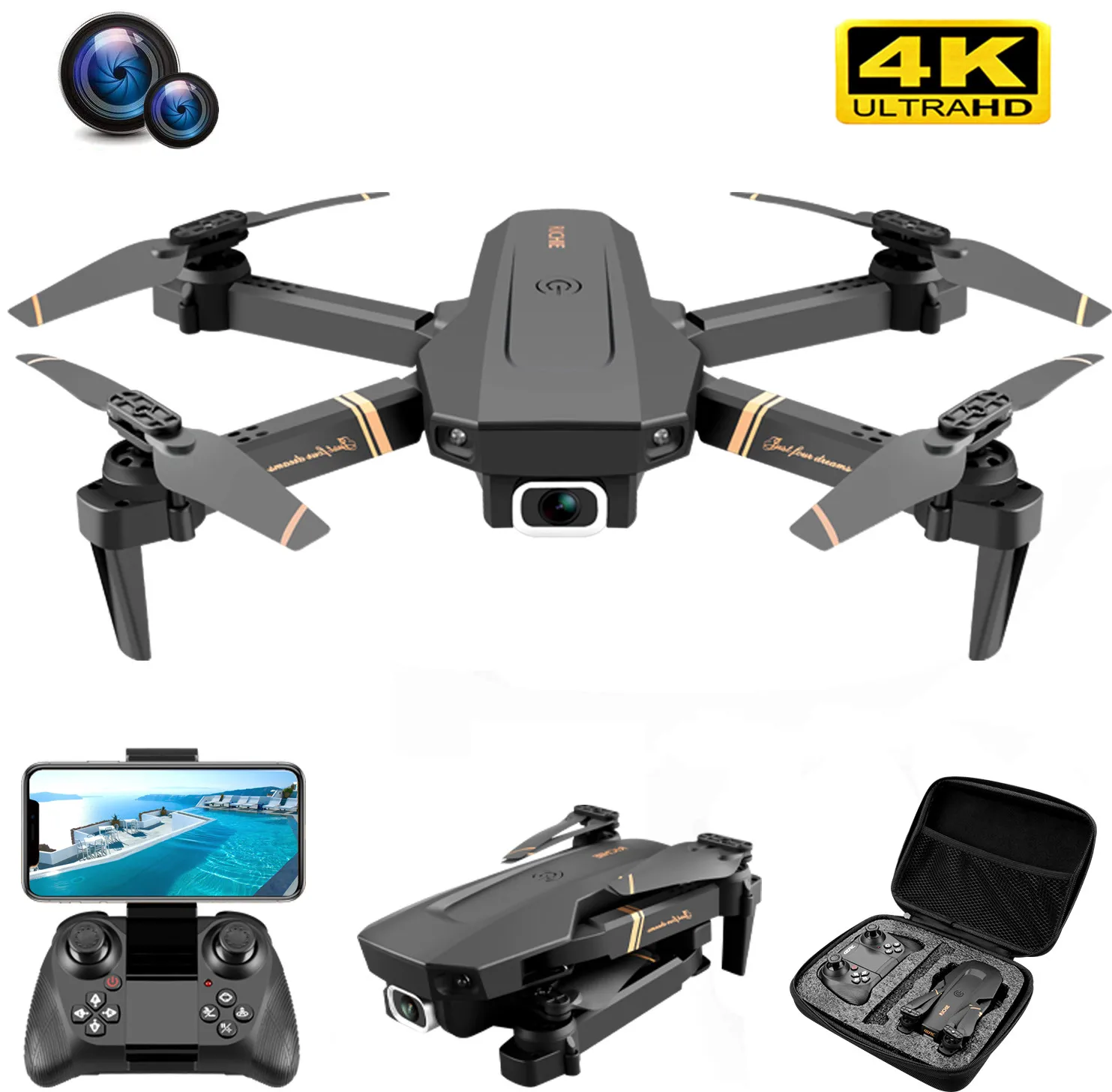 

V4 Rc Drone 4k HD Wide Angle Camera WiFi Drone Dual Camera Quadcopter Real-time transmission Helicopter ToysHYZ0002