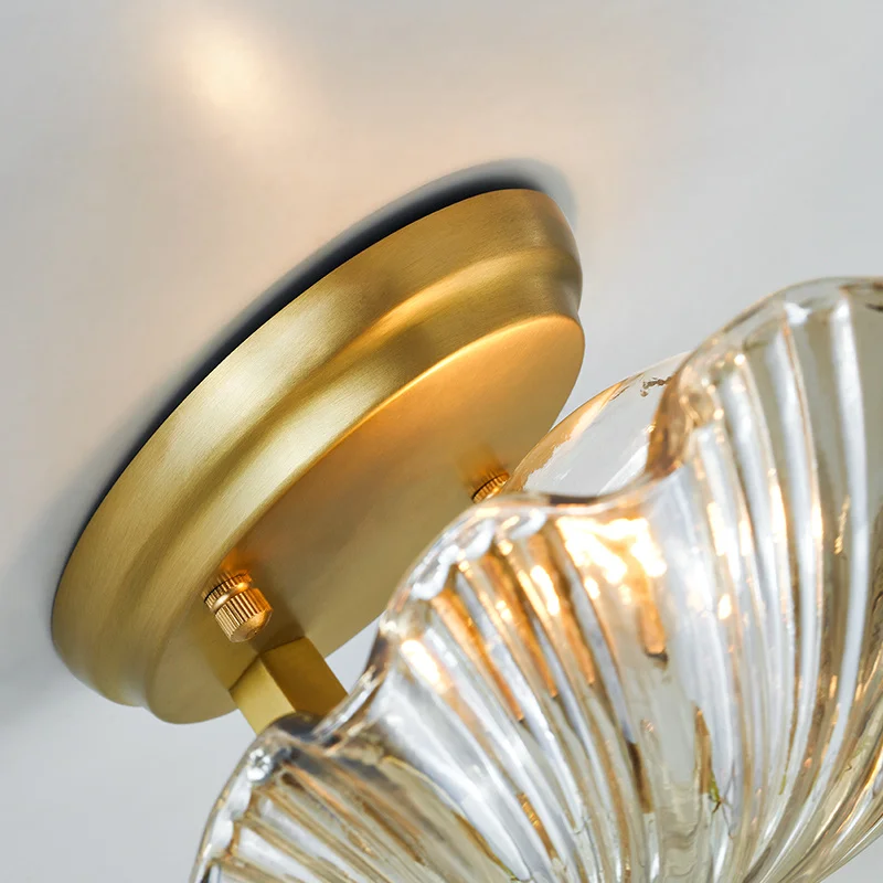 

Shell Shape Copper+Glass Creative Sconce Light for Living Room Aisle Background Hotel Bedside