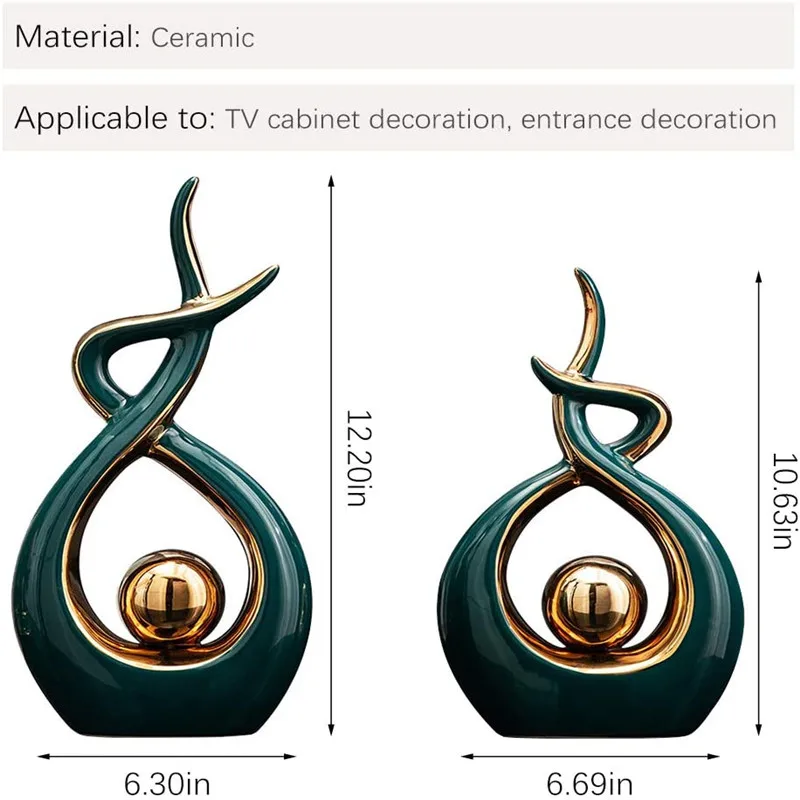 

Home Decor Modern Abstract Art Ceramic Statue Decorative Figurines Gold Sculpture Ornament for Dining Room Office Decoration