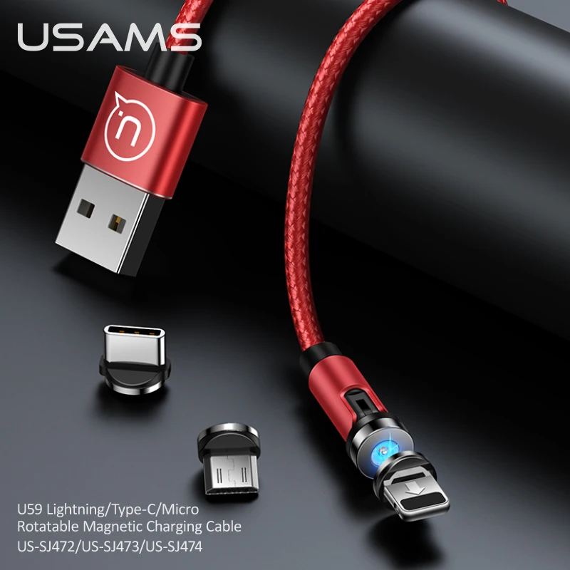 Магнитный зарядный кабель USAMS Usb Type C Lightning магнитный для быстрой зарядки провод