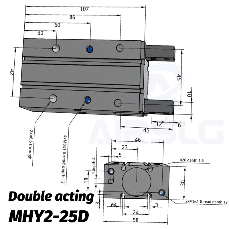 Угловой Воздушный Захват MHC2-10D 16D 20D 25D 180 ° угловой Воздушный Захват Cam style MHY2-10D 16D 20D 25D caluminium clamp - Цвет: MHY2-25D