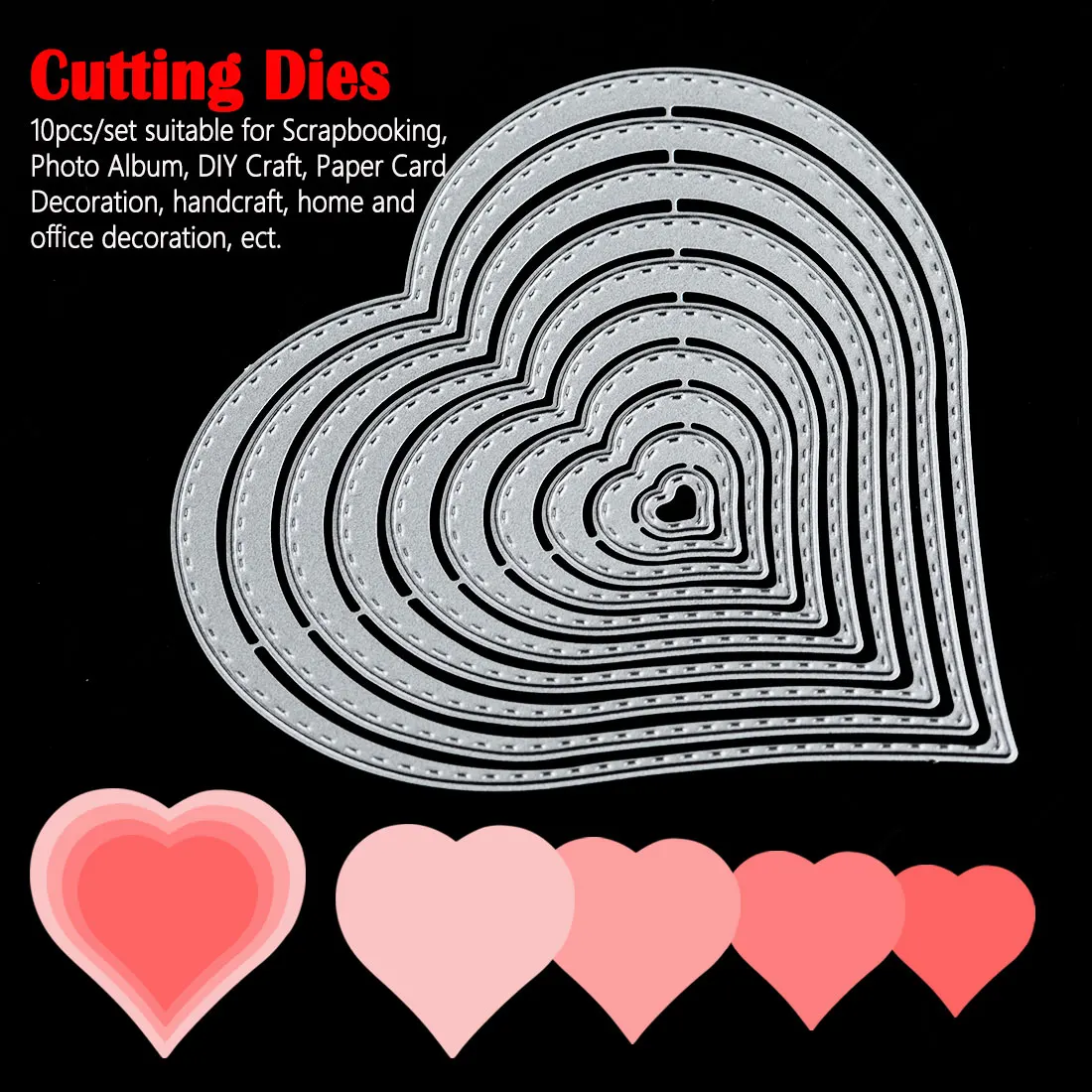 10 шт/комплект с надписью Love в форме сердца металлический Трафаретный вырубной