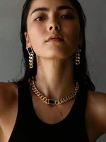 brass with 18k gold zircon black jade statement necklace women jewelry runway gown hiphop rare glam japan korean fashion