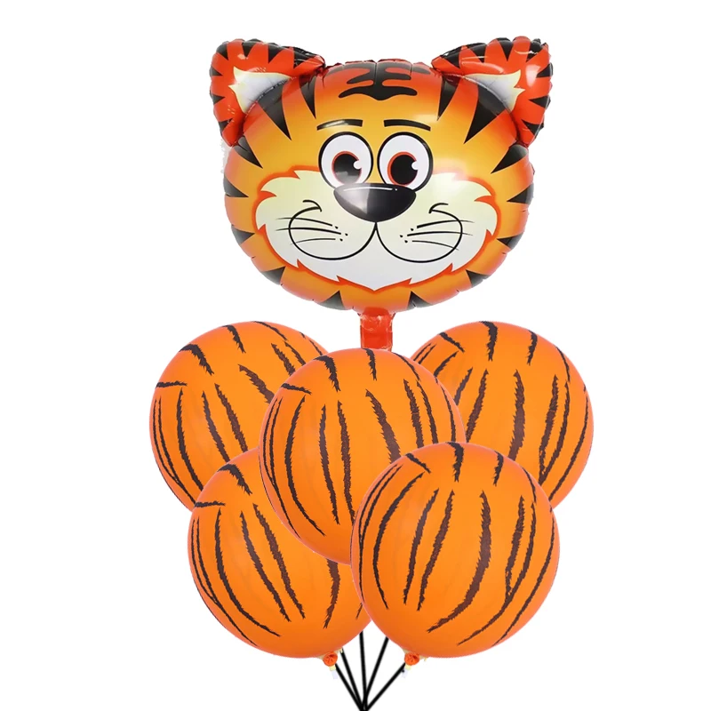 18-дюймовые фольгированные шары в форме головы животных: тигра, леопарда, коровы, с отпечатками лап собаки и латексные шары.