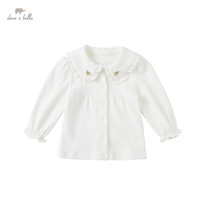 

DBZ18815-K нижнее белье в стиле бренда dave bella/комплект осенней модной одежды для маленьких девочек с вышивкой и рюшами; Футболки для малышей; Топы...