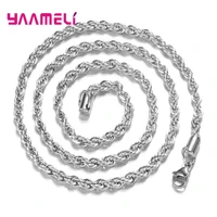 top sale fine 925 sterling silver popcorn link chain necklace for male female unisex jewelry 3mm twisted rope collar 16 30 inch