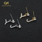 Персонализированные серьги-гвоздики из нержавеющей стали с буквами 26, Женские Ювелирные изделия с алфавитом, серьги-гвоздики для пирсинга, бижутерия