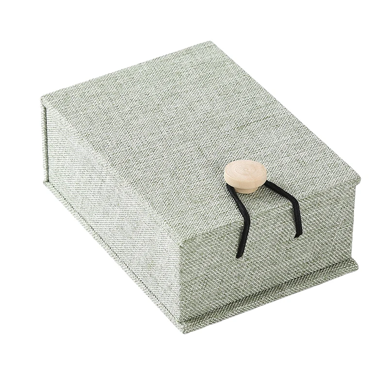 1 шт. квадратная коробка для ювелирных украшений льняная кольцо серьги дисплей