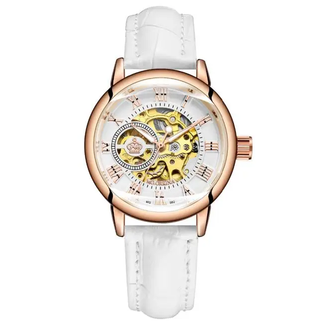 Reloj Mujer Montre Femme серебряные ЖЕНСКИЕ НАРЯДНЫЕ Часы Дамские автоматические механические часы с ремешком из нержавеющей стали - Цвет: Белый